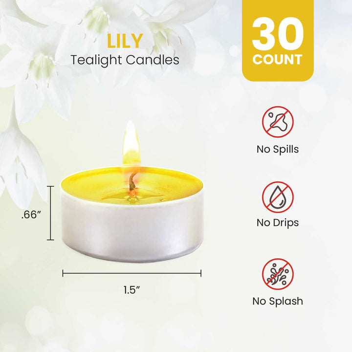 Lily Scented Tealight Candles - 30 Pack