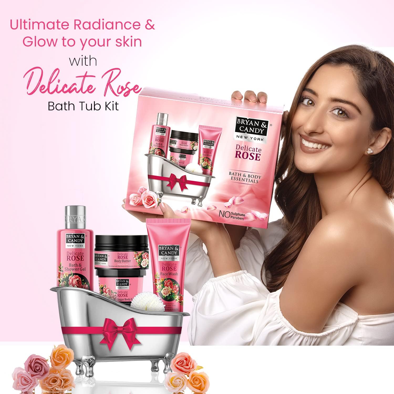 Delicate Rose Bath Tub Gift Set for Women and Men