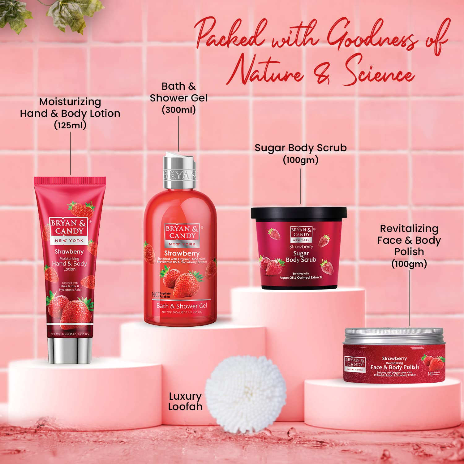 Strawberry Bath Tub Kit Gift Set For Women And Men