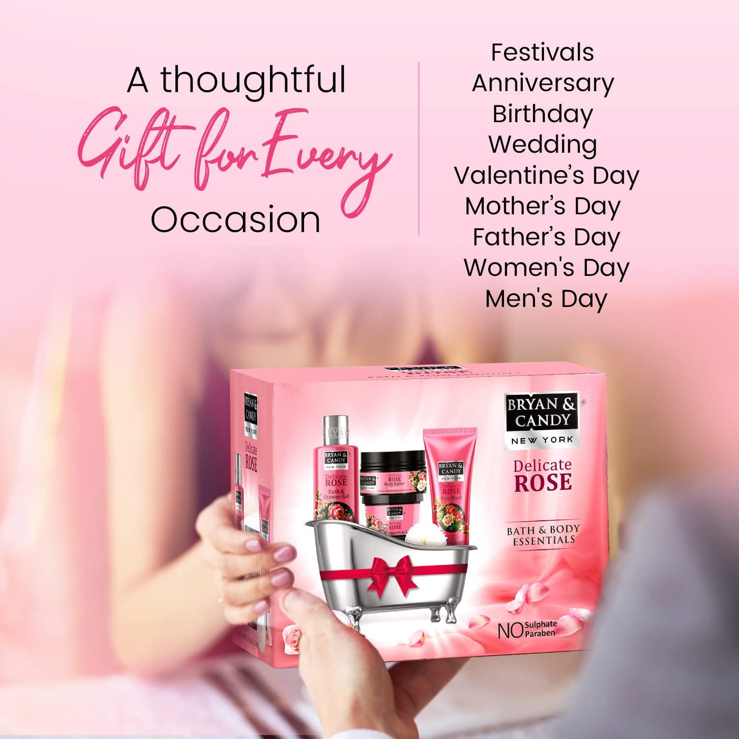 Delicate Rose Bath Tub Gift Set for Women and Men