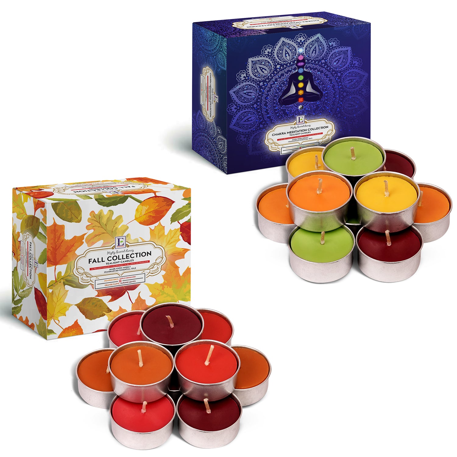 Scented Tealights Bundle - Fall & Chakra - 64 Pack each