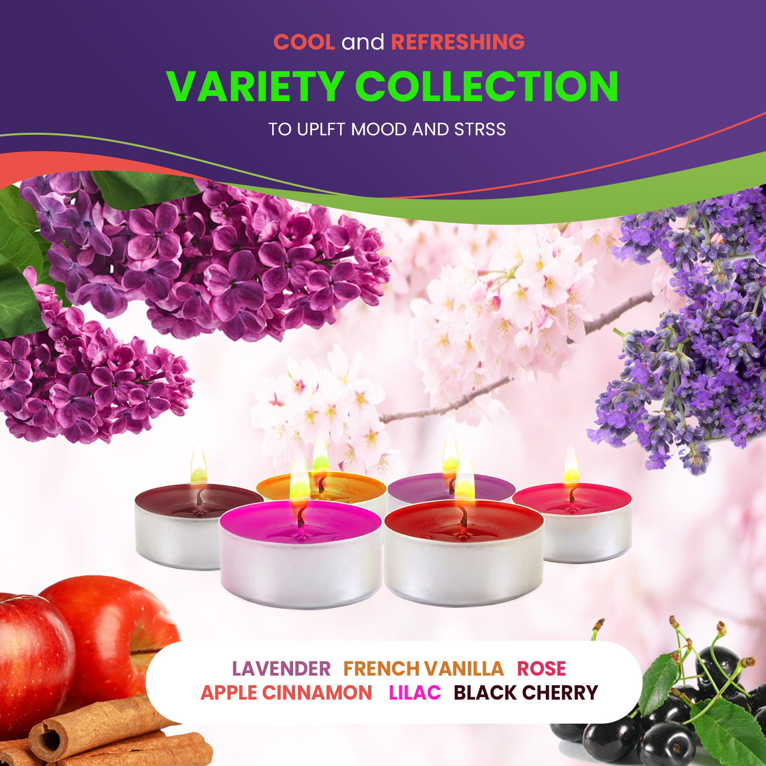 Scented Tealights Bundle - Fall, Chakra, Christmas - 64 Pack each & Variety - 90 Pack