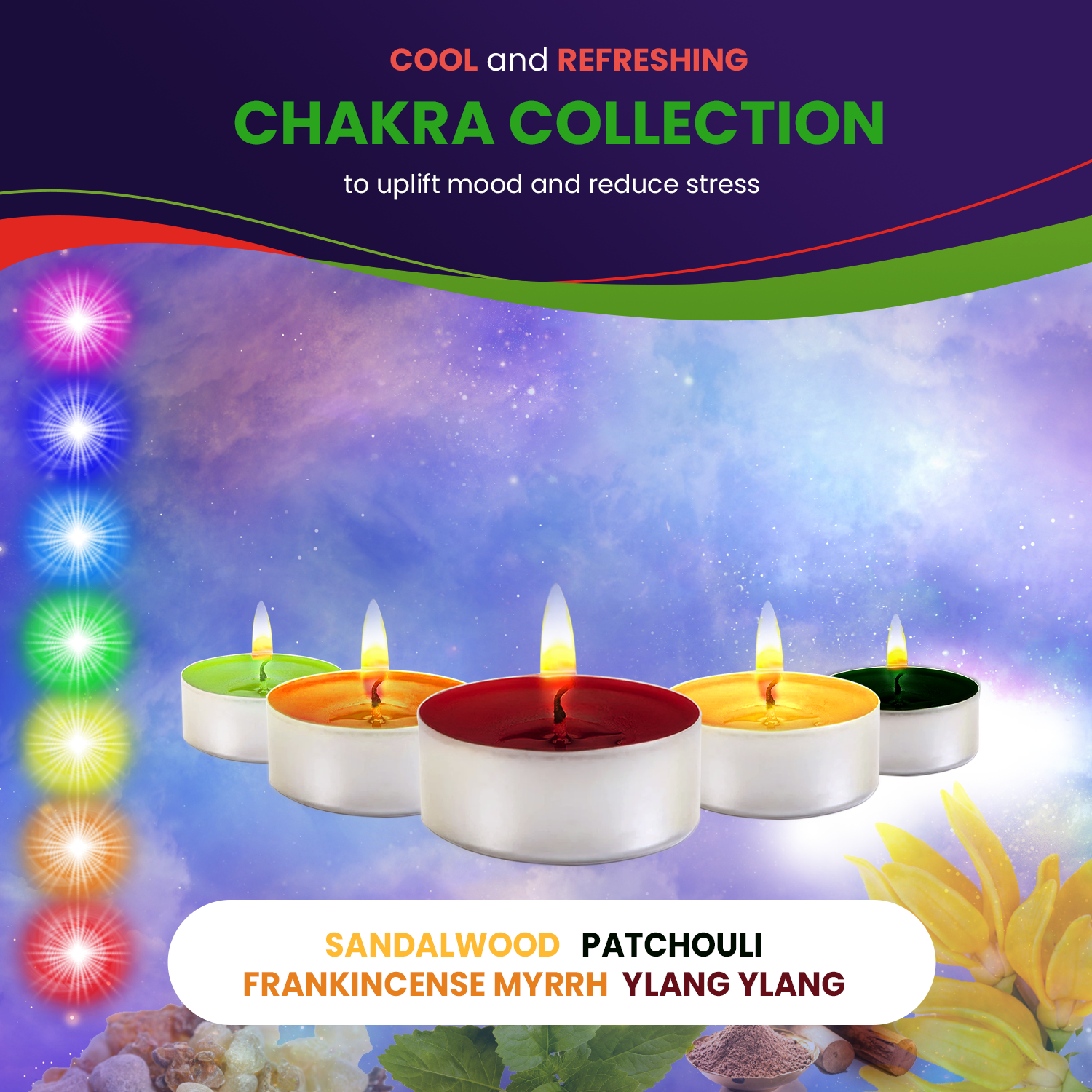 Scented Tealights Bundle - Chakra & Christmas - 64 Pack each