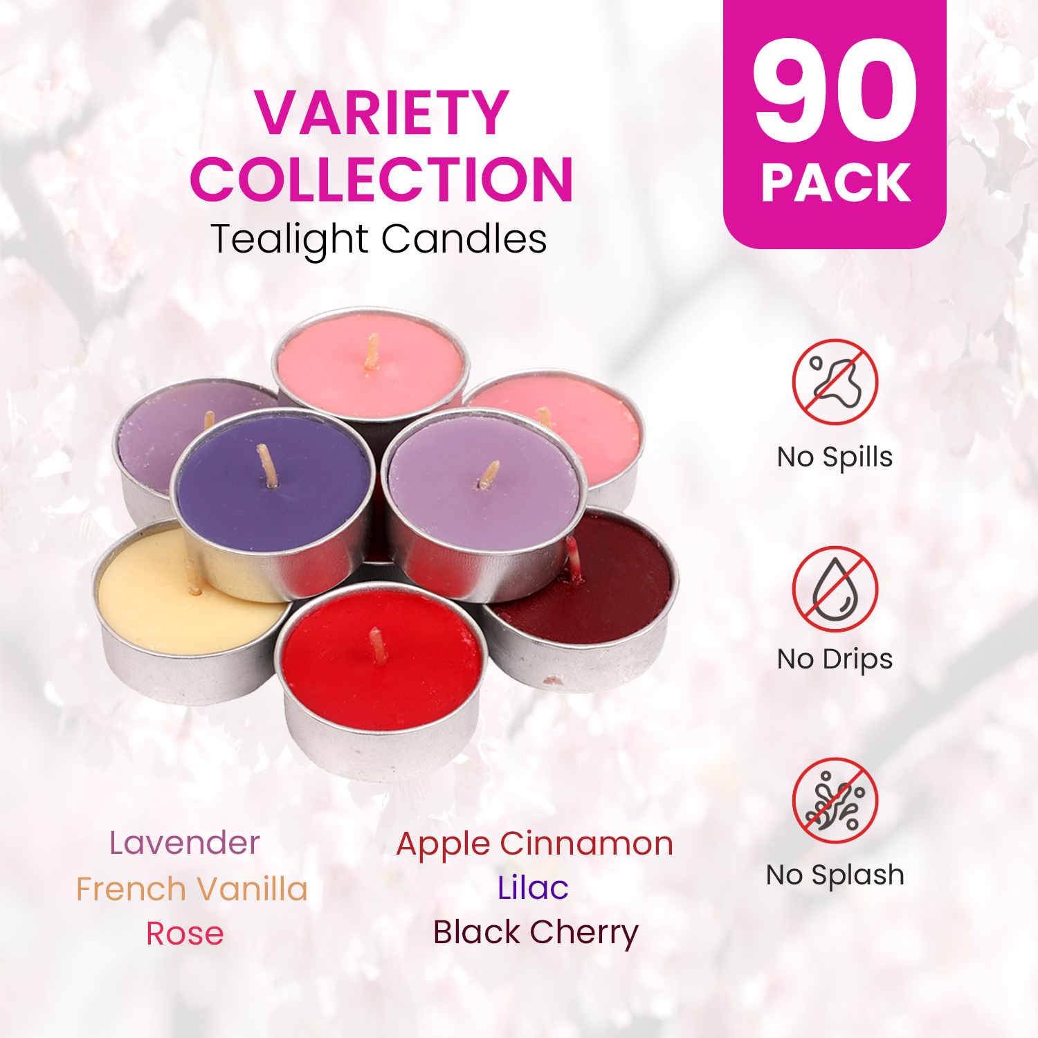 Scented Tealights Bundle - Fall - 64 Pack, Variety - 90 Pack & Christmas - 64 Pack