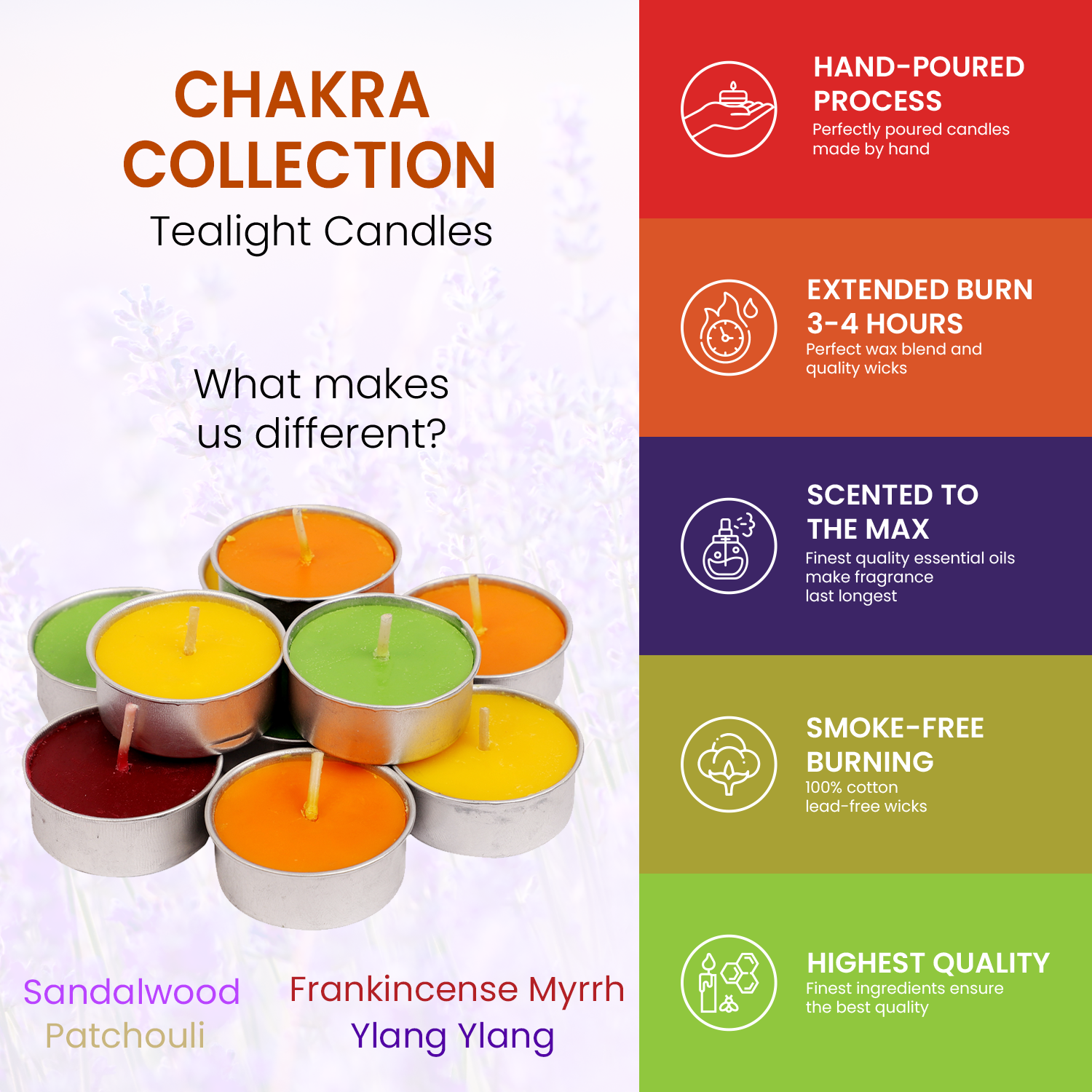 Scented Tealights Bundle - Chakra & Christmas - 64 Pack each