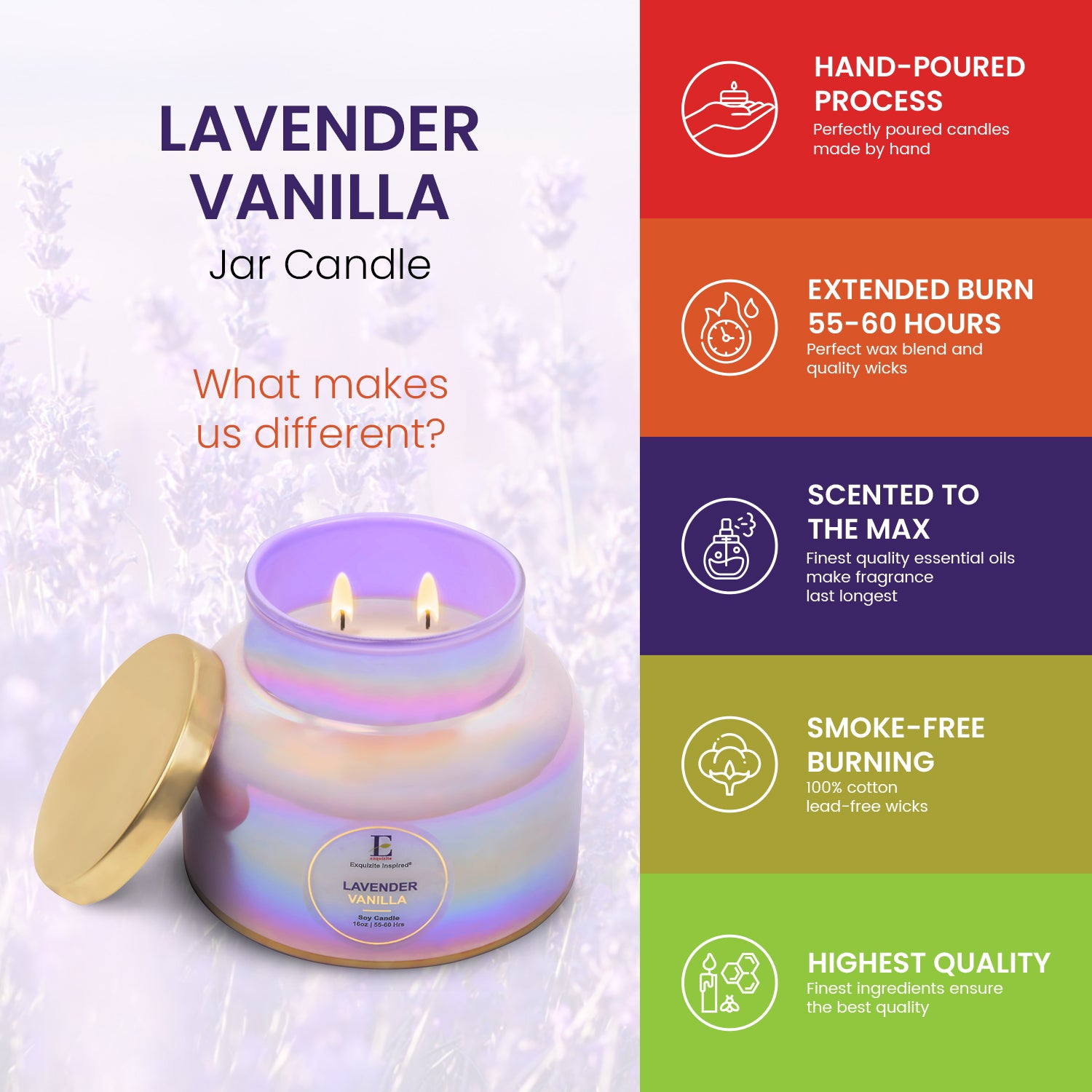 Lavender Vanilla Scented Jar Candles