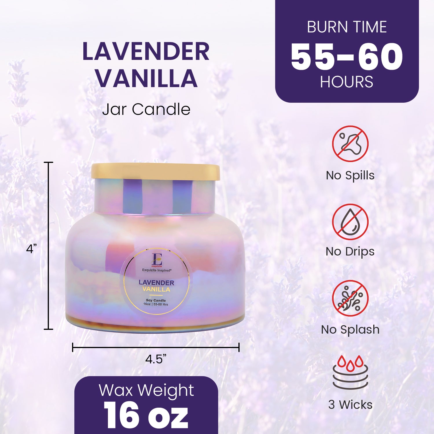 Lavender Vanilla Scented Jar Candles