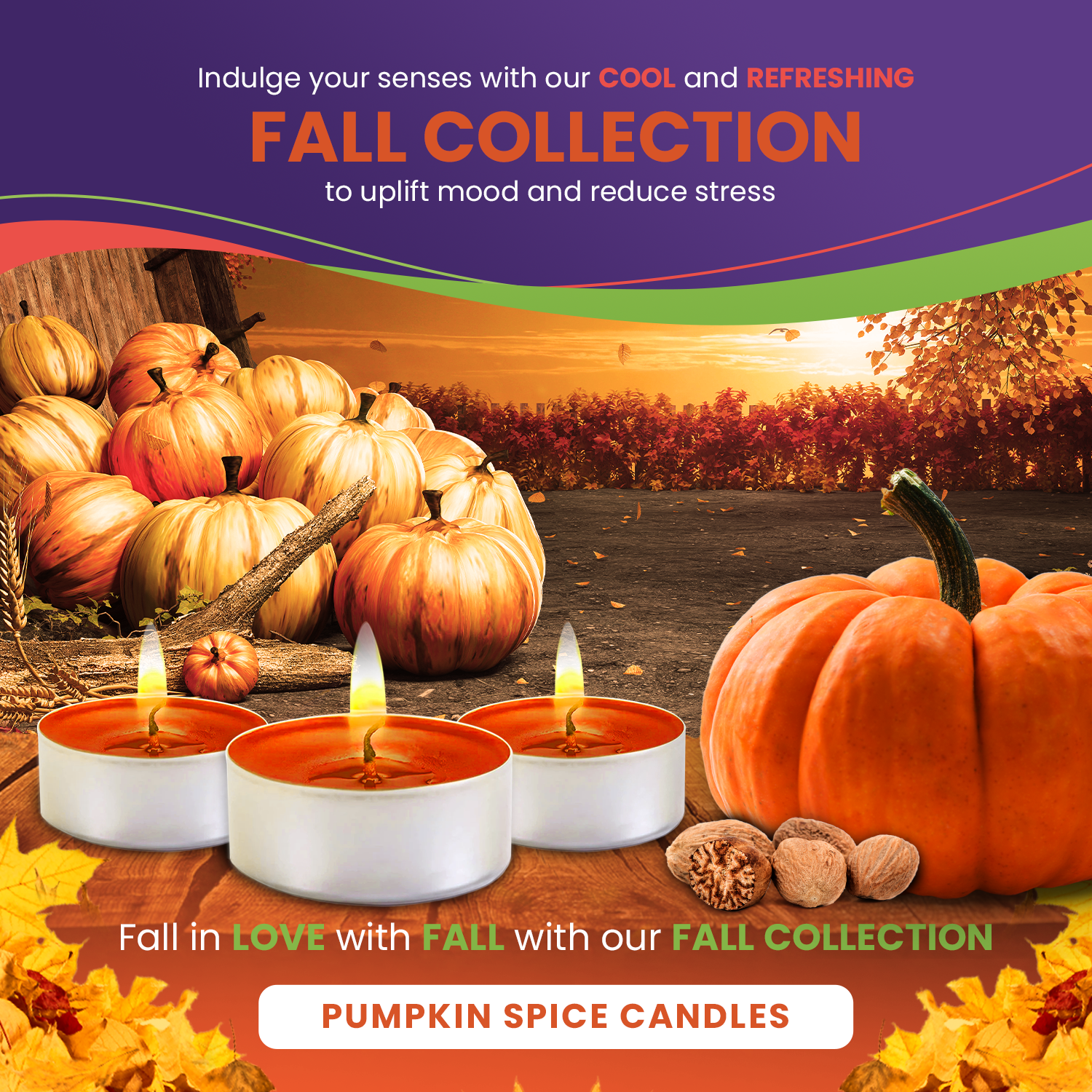 Scented Tealights Bundle - Apple Cinnamon, Pumpkin Spice & Patchouli - 30 Pack each