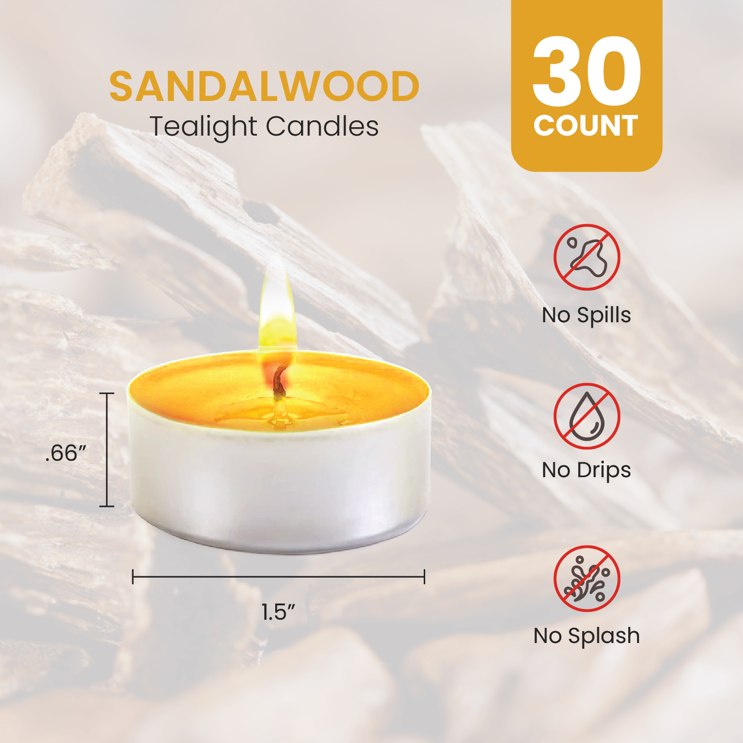 Scented Tealights Bundle - Sandalwood & Apple Cinnamon - 30 Pack each