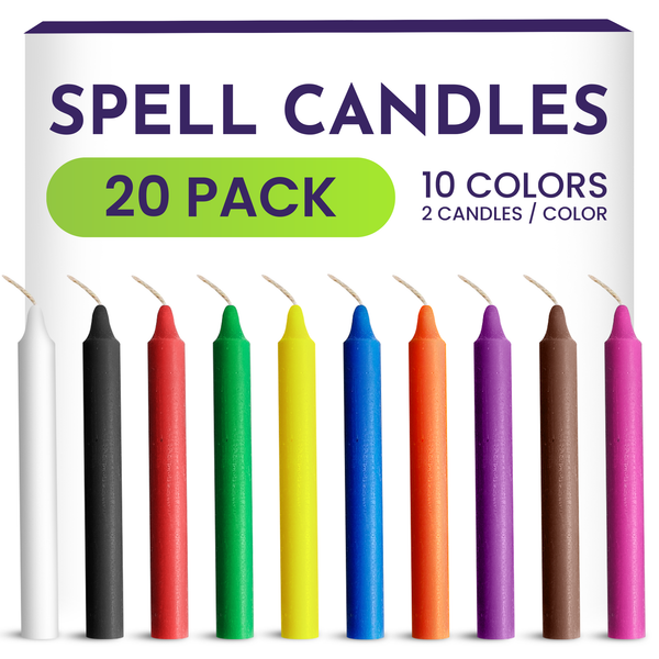 Spell Candles 20 Pack - 4" Tall x 1/2" Dia - 10 Colors, 2 Mini Candles per Color