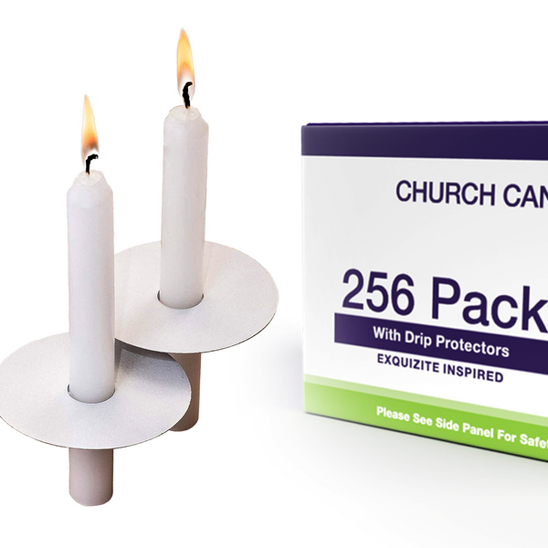 256 Church Candles with Drip Protectors