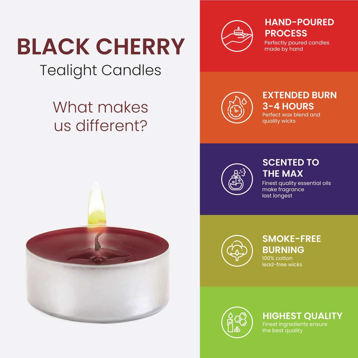 Black Cherry Scented Tealight Candles - 30 Pack