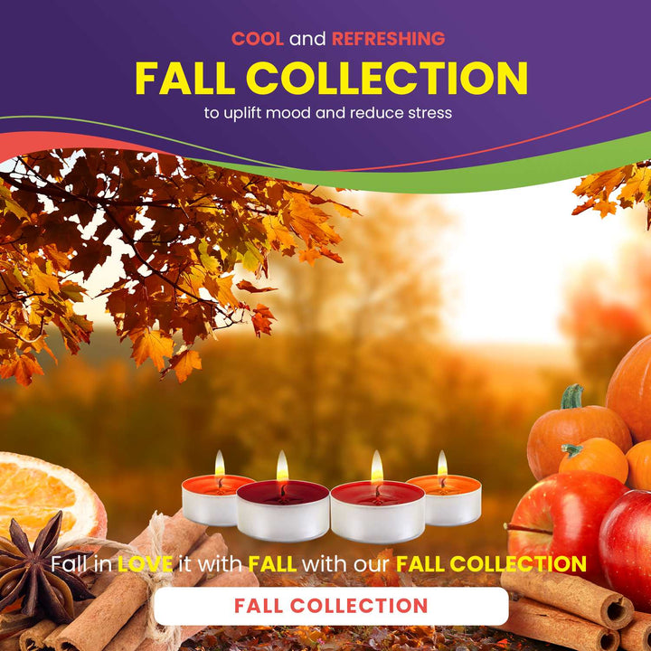 Fall Scented Tealights Gift Set - 64 Pack - Pumpkin Spice with Nutmeg, Orange Clove, Autumn Leaves and Eucalyptus