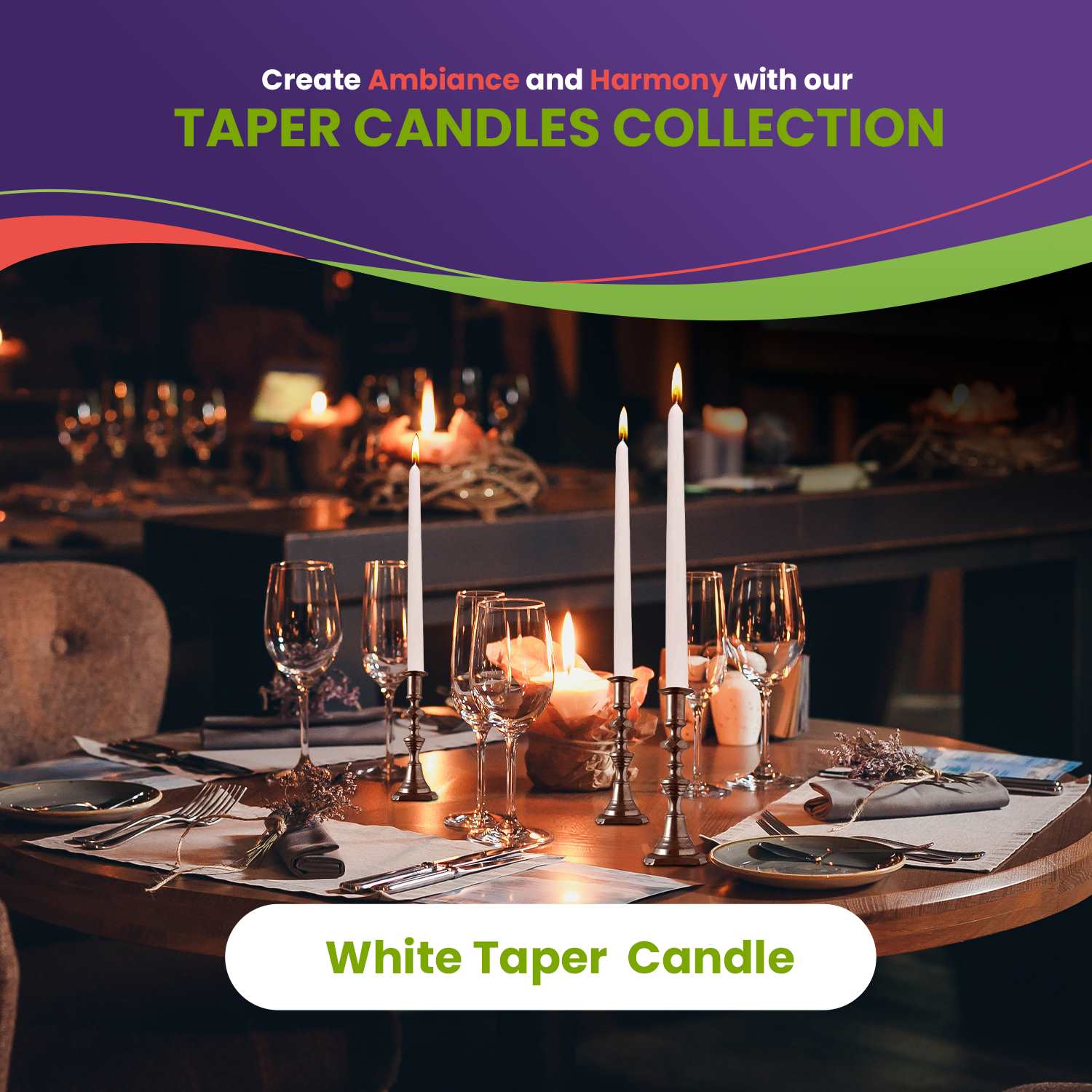 White Taper Candles - 16-Pack - 8 hours Burn Time