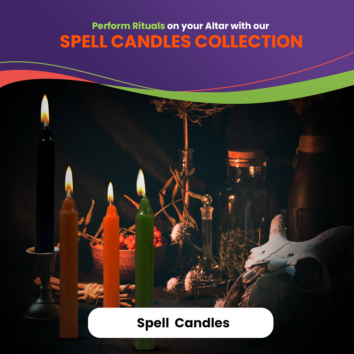 Spell Candles 104 Pack - 8 Colors - 13 Candles per Color, Unscented 5"H X 1/2"D