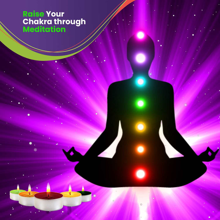 Chakra Meditation Scented Tea Lights Candles - 64 Pack - Sandalwood, Patchouli, Frankincense Myrrh, Ylang Ylang