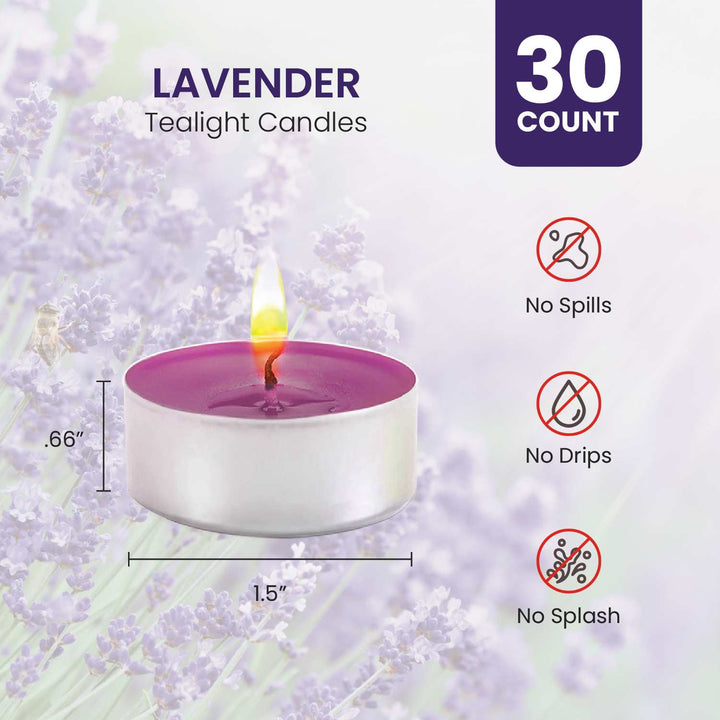 Lavender Scented Tealights Candles - 30 Pack