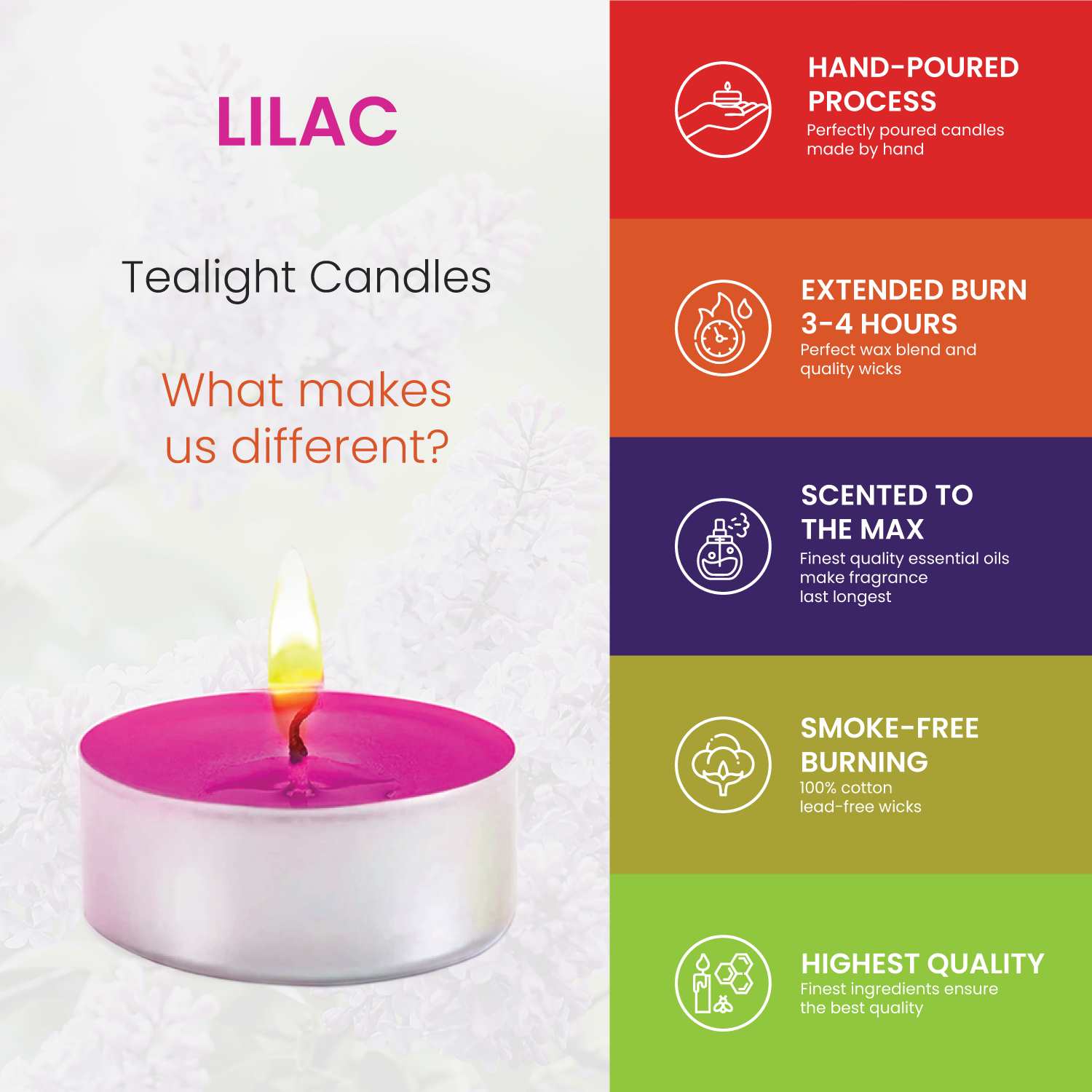 Lilac Scented Tealight Candles - 30 Pack