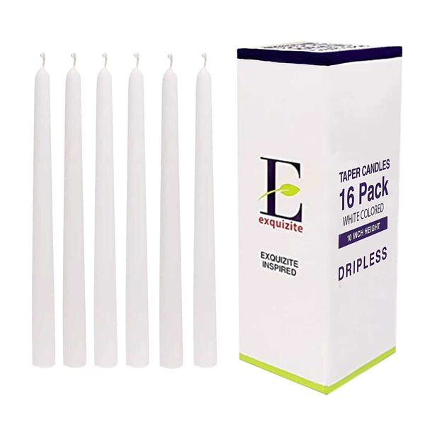 White Taper Candles - 16-Pack - 8 hours Burn Time