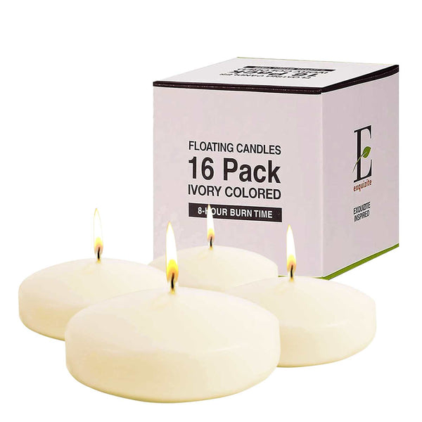 Ivory Floating Candles - 16-Pack - 8 hours Burn Time