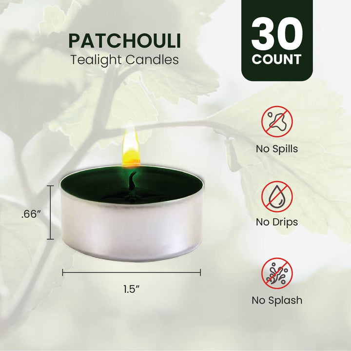 Patchouli Scented Tealight Candles - 30 Pack