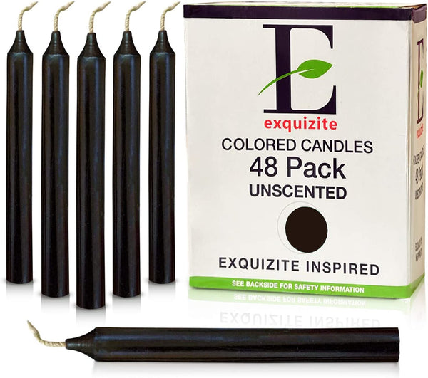 Black Candles for Spells - 48 Pack, Unscented 5"H X 1/2"D